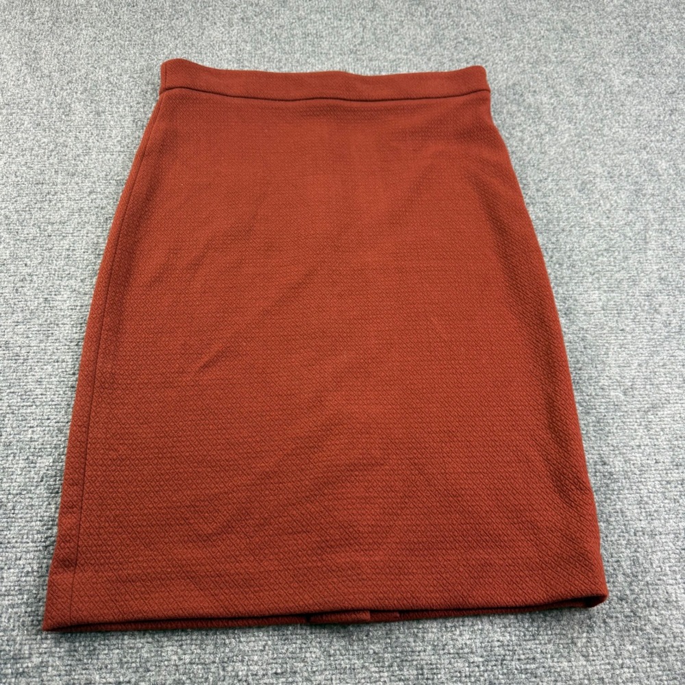 Ann Taylor Pencil Skirt 8 Rust Orange Textured Knit Back Vent Women